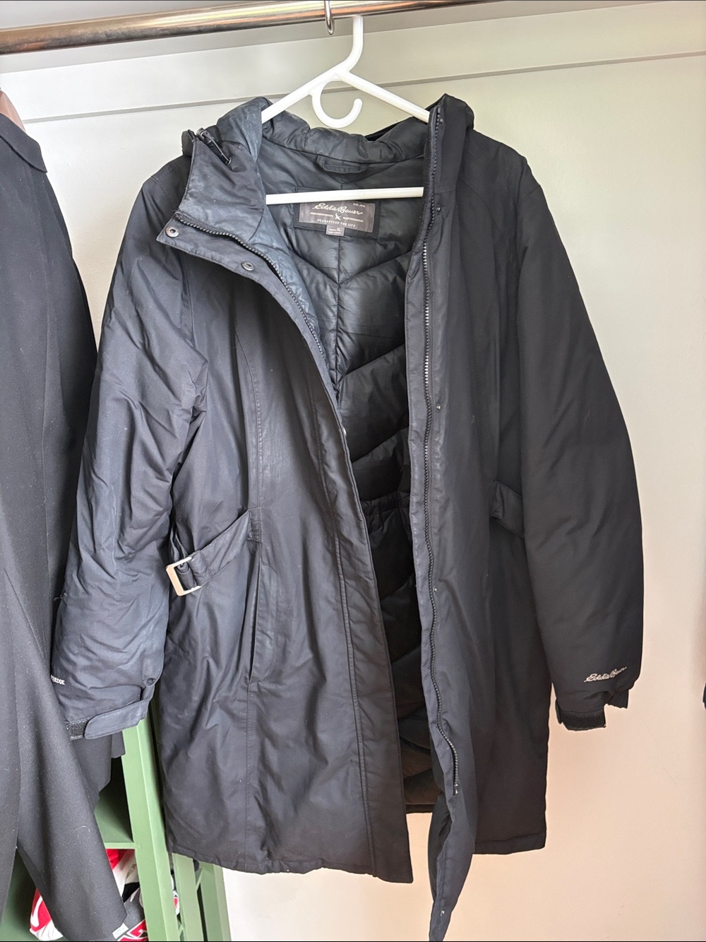 Eddie Bauer Women's Black Quilted Insulated Hooded Coat